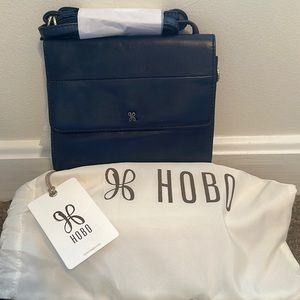 Nwt hobo jill wallet crossbody in denim 100% genuine leather